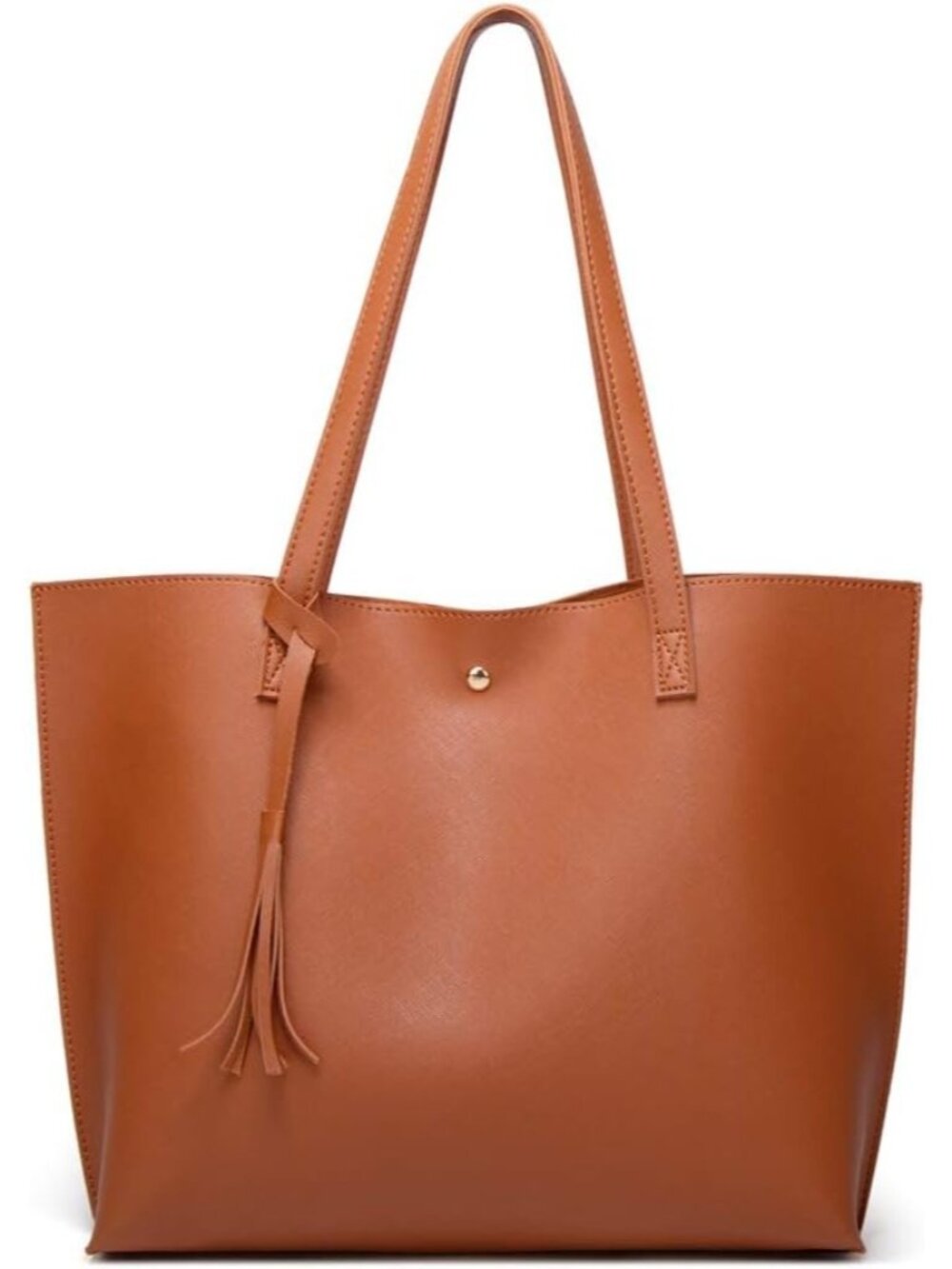 Women’s Brown New Soft Faux Leather Tote Bag Tassel Large Shoulder Purse